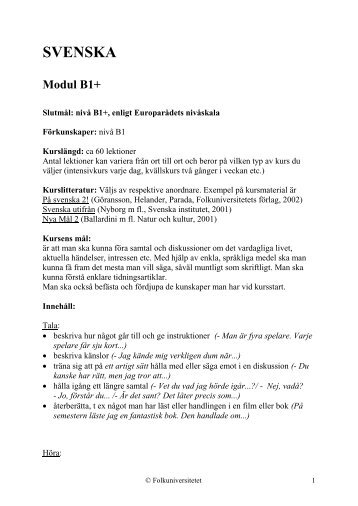 Kursplan B1+ (pdf) - Folkuniversitetet