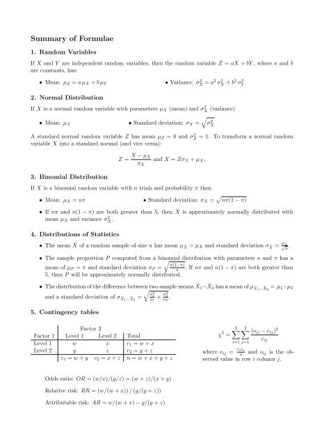 Formula Sheet