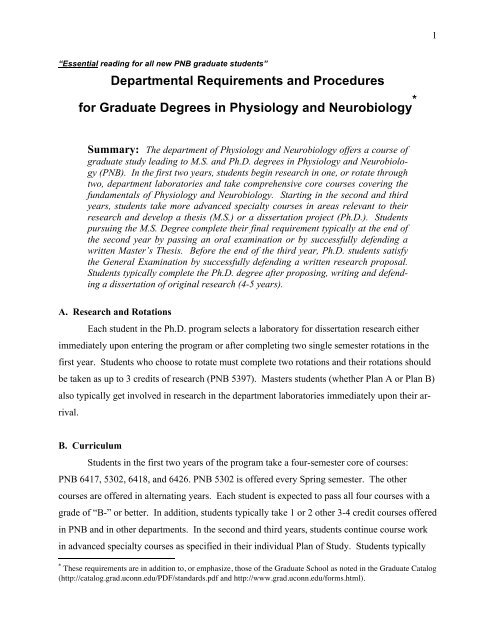 Graduate Program Guidelines - Physiology and Neurobiology ...