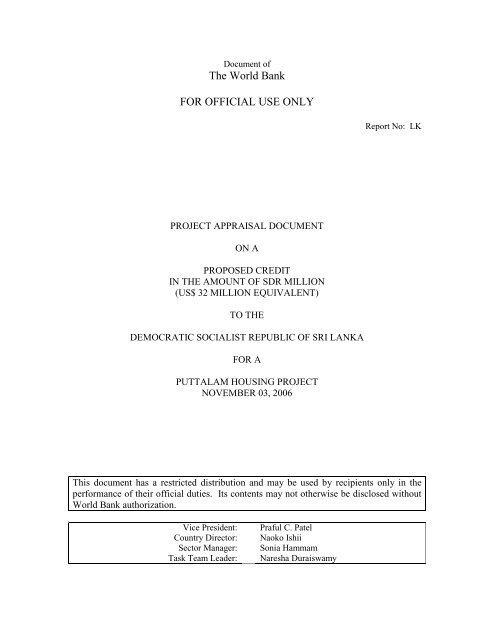Project Appraisal Document - IHDP