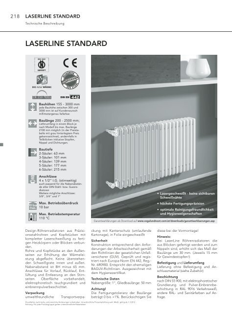 Technik und Preise LASERLINE RÃ¶hrenradiatoren [pdf; 2.03 MB]