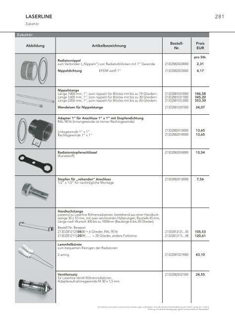 Technik und Preise LASERLINE RÃ¶hrenradiatoren [pdf; 2.03 MB]