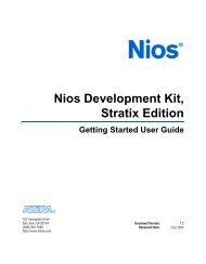 Nios Development Kit, Stratix Edition Getting Started User Guide