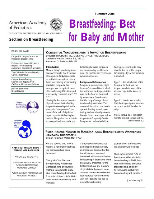 Congenital Tongue-Tie and Its Impact on Breastfeeding - New ...