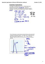 Quadratic Applications & Review HW Solutions.notebook
