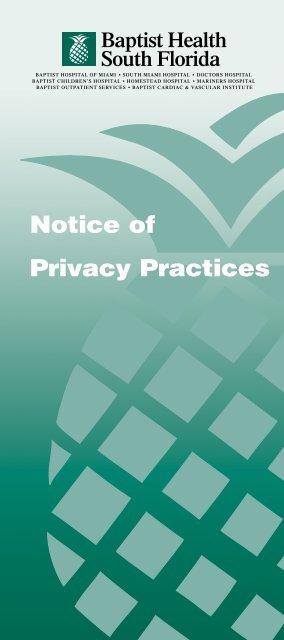 Notice of Privacy Practices - Baptist Health South Florida