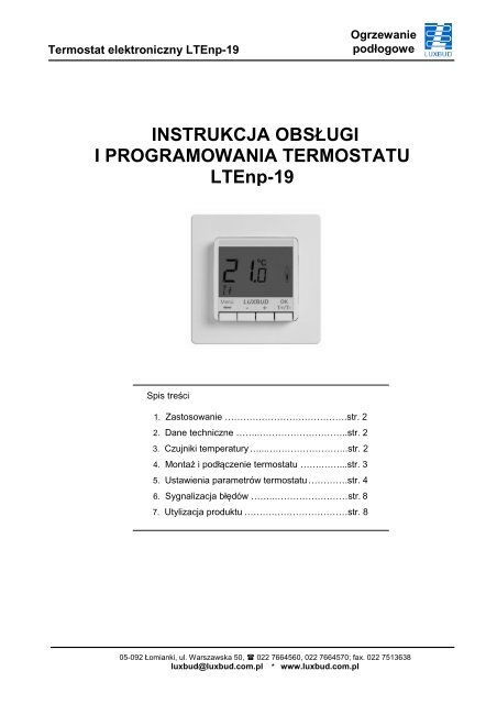 LTE19-instrukcja obslugi -2011 - Ogrzewanie podłogowe Luxbud