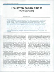 Barthelemy's The Seven Deadly Sins of Outsourcing - PSU