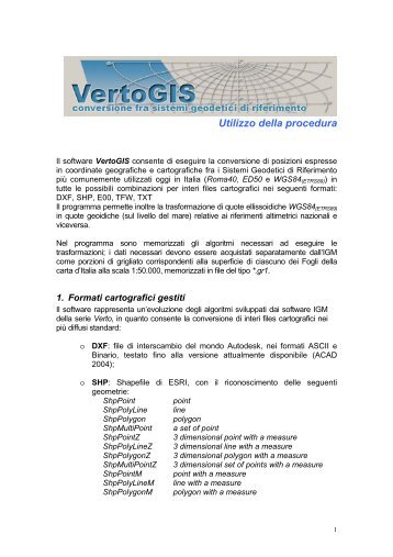Il software VertoGIS consente di eseguire la conversione di ...
