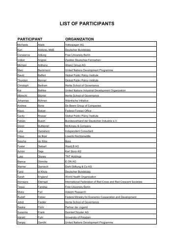 LIST OF PARTICIPANTS - Global Public Policy institute