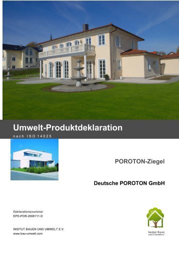 POROTON-Ziegel Umwelt-Produktdeklaration - Hart-Keramik