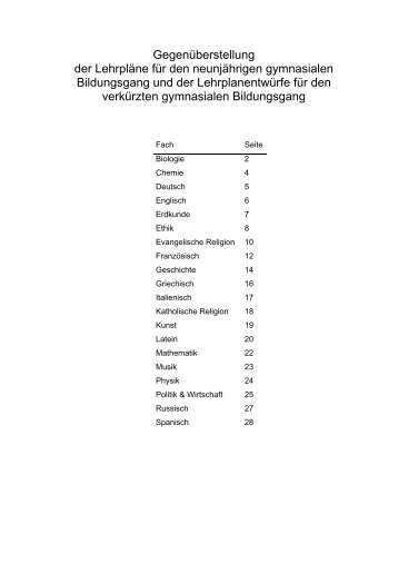 Vergleich G8-G9-LehrplÃ¤ne - Gymnasium