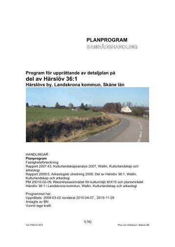 Planprogram - Landskrona kommun