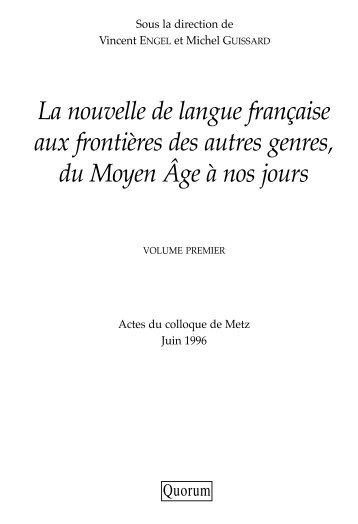 La nouvelle de langue française aux frontières des ... - L'esprit livre