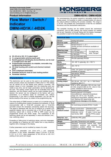 Download a datasheet for the OMNI-HD1K Flow Meter here..