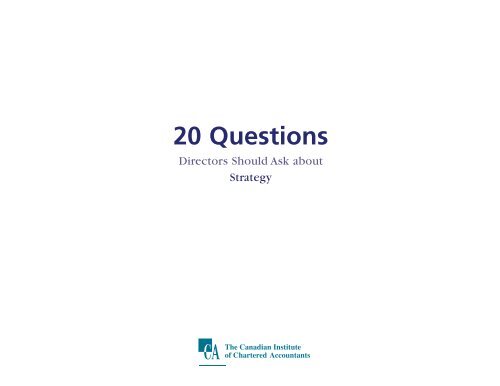 CICA 20 QUESTIONS Strategy - Institute of Chartered Accountants ...