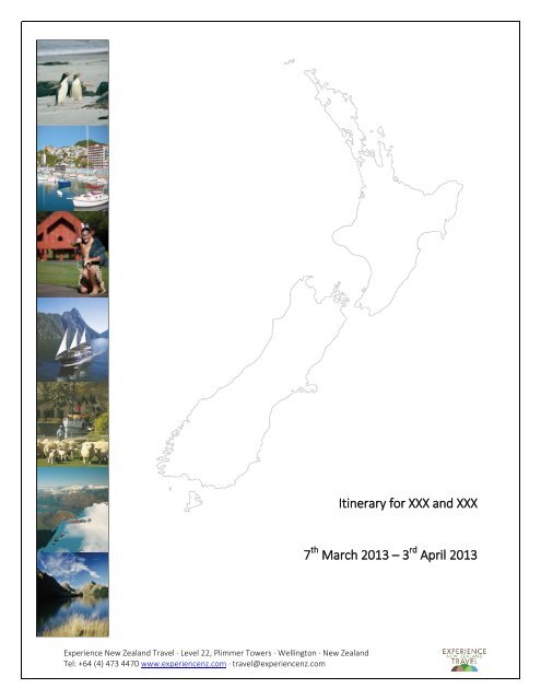 Itinerary example (pdf) - Experience New Zealand Travel