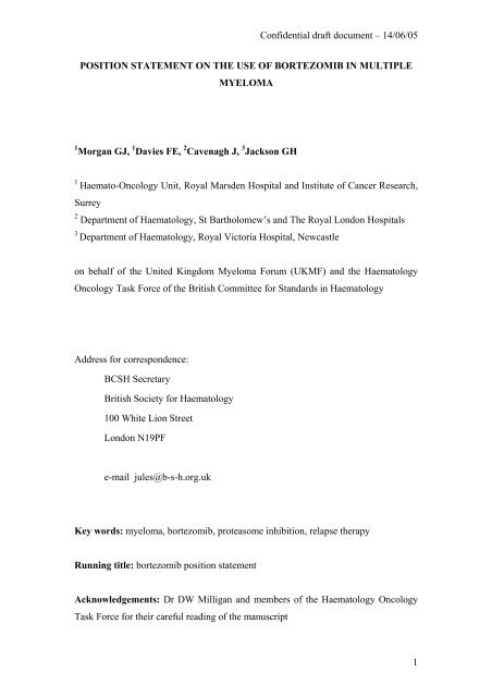 Confidential draft document â 14/06/05 1 POSITION STATEMENT ...