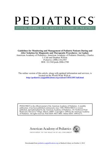 Guidelines for Monitoring and Management of Pediatric Patients ...