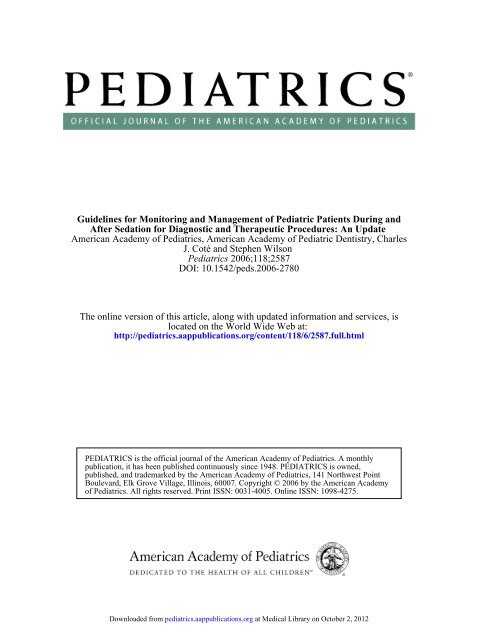 Guidelines for Monitoring and Management of Pediatric Patients ...