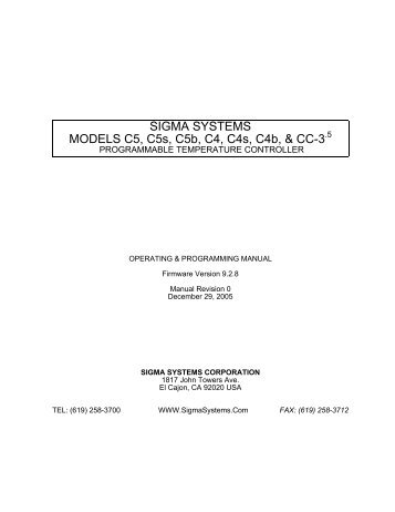 Models C5, C4, & CC3.5 - Sigma Systems Corporation