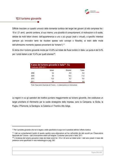 analisi dei prodotti turistici - ONT Osservatorio nazionale del Turismo