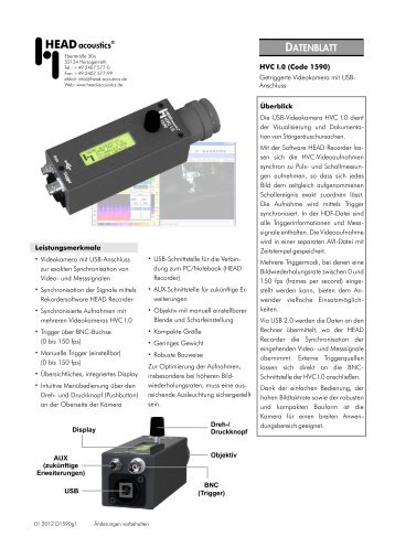 HVC I.0 Getriggerte Videokamera mit USB-Anschluss