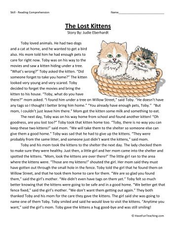 The Lost Kittens â€“ Answer Key - Have Fun Teaching