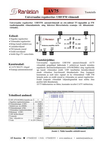 Tehnilised andmed: Tooteinfo Universaalne reguleeritav ... - Rantelon
