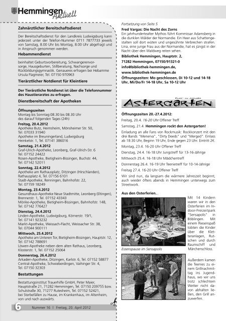 HEMMINGEN Das Amtsblatt der Gemeinde Hemmingen