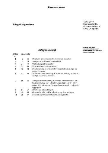 Bilag til Tilsynsnotatet - Energitilsynet