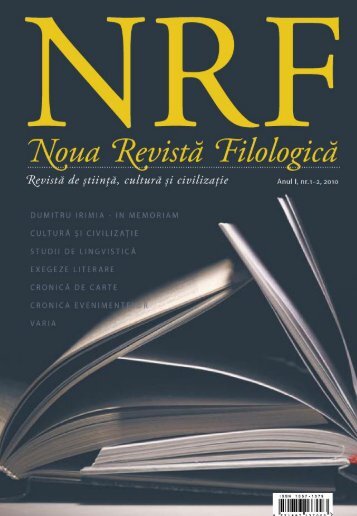 NOUA REVISTÄ FILOLOGICÄ Anul I, Nr.1â2, 2010 177 - Biblioteca ...
