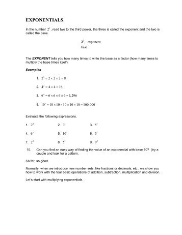 EXPONENTIALS - Hanlon Math