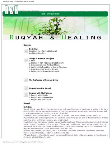 Ruqyah and Healing - According to the Qur'an and the Sunnah