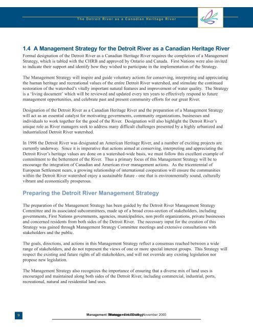 Detroit River Management Strategy - Essex Region Conservation ...