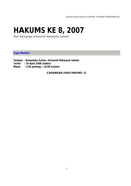 Kertas Cadangan (HAKUMS 8) - Sekolah Sains Sosial (UMS)