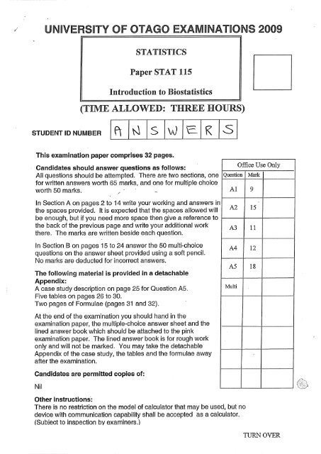 Revision 2009 Exam paper, solns