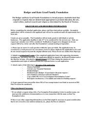 Rodger and Kate Graef Family Foundation APPLICATION