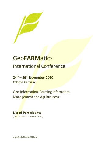 List of Participants - GeoFARMatics