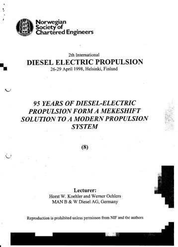 DIESEL ELECTRIC PROPULSION - Clean Shipping Technology