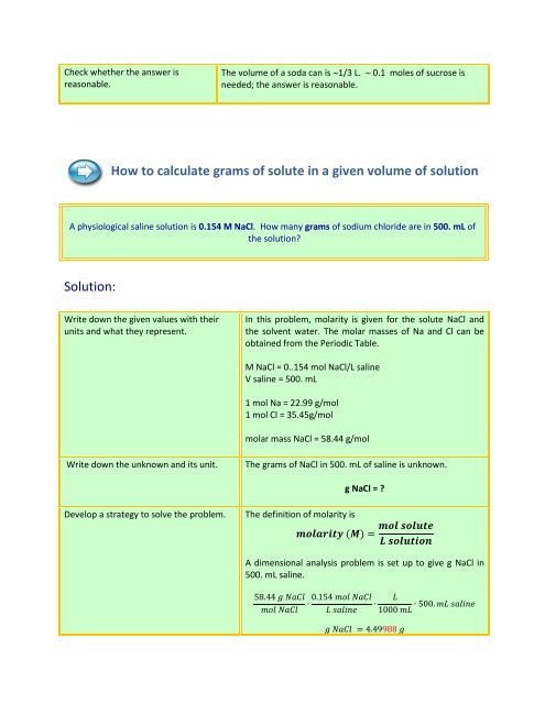 Concentration Terms and Calculations - Quantum
