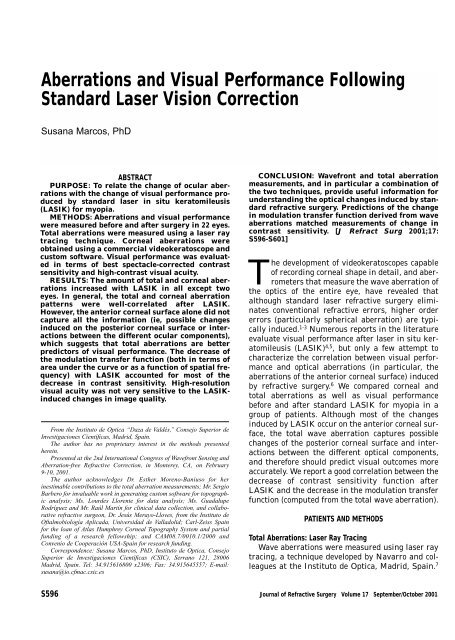 Aberrations and visual performance following standard laser vision ...