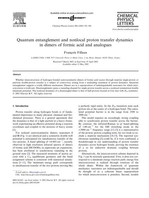 Quantum entanglement and nonlocal proton transfer dynamics in ...