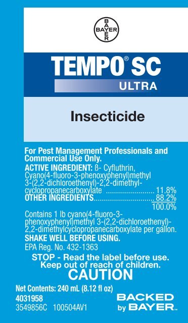 Tempo SC Ultra 240ml 3549856C 100504AV1 ... - Backed by Bayer