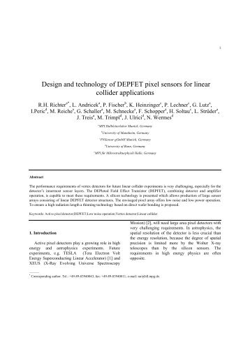 Design and technology of DEPFET pixel sensors for ... - MPG HLL