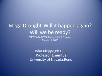John Kleppe, Unversity of Nevada, Reno - Mountain Counties Water ...