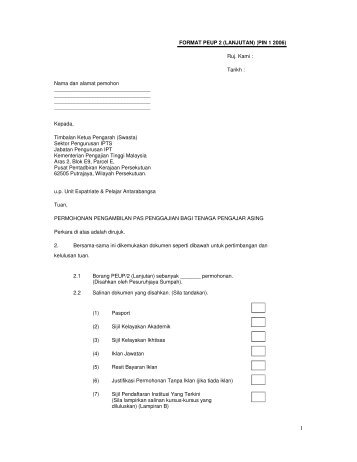 FORMAT PEUP 2 (LANJUTAN) - Jabatan Pengajian Tinggi ...