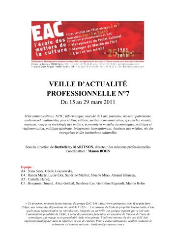 Veille d'actualité N7 - Groupe EAC