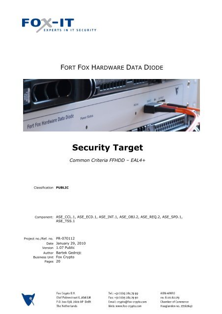 Fort Fox Hardware Data Diode Security Target - sertit
