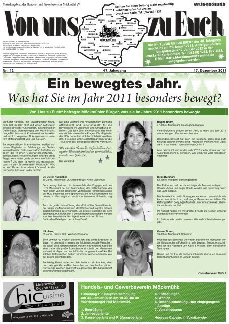 Ein bewegtes Jahr. Was hat Sie im Jahr 2011 besonders bewegt?